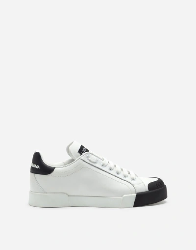 Shop Dolce & Gabbana Portofino Sneakers In Nappa Leather And Rubber Toe-cap