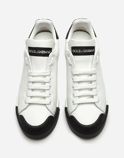 Shop Dolce & Gabbana Portofino Sneakers In Nappa Leather And Rubber Toe-cap