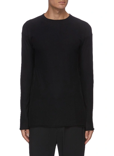 Shop Devoa Crewneck Cashmere-cotton Blend Sweater In Black
