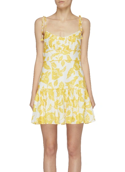 Shop Zimmermann Bells Fit And Flare Floral Mini Dress In Yellow