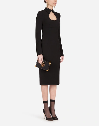 Shop Dolce & Gabbana Cady Calf-length Dress With Collar
