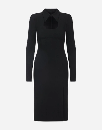 Shop Dolce & Gabbana Cady Calf-length Dress With Collar