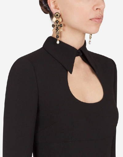 Shop Dolce & Gabbana Cady Calf-length Dress With Collar