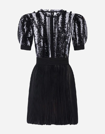Shop Dolce & Gabbana Short Plumetis And Georgette Dress