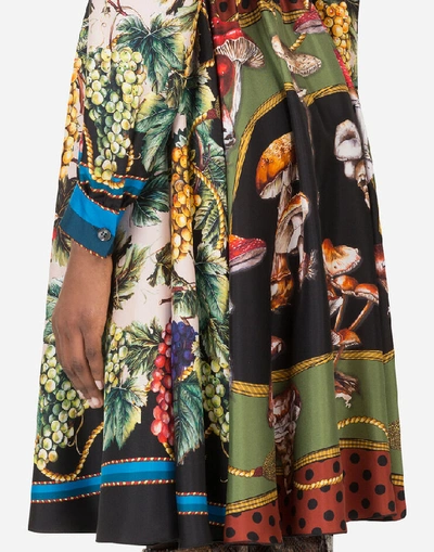 Shop Dolce & Gabbana Midi Dress In Twill With Autumn Print