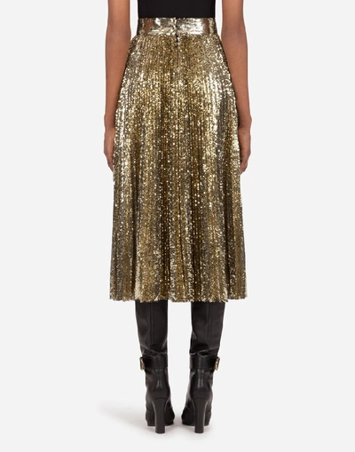 Shop Dolce & Gabbana Longuette Plisse Skirt With Sequins