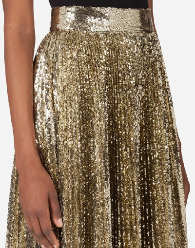 Shop Dolce & Gabbana Longuette Plisse Skirt With Sequins