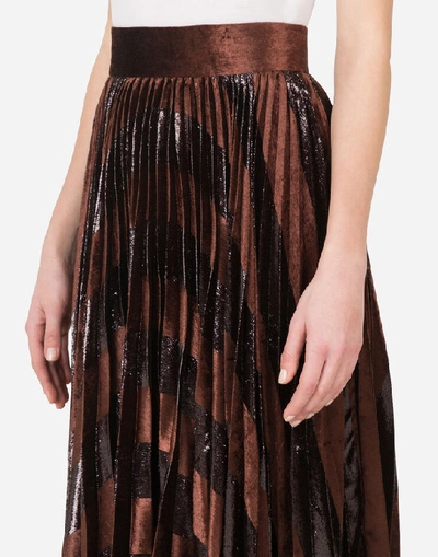 Shop Dolce & Gabbana Pleated Longuette Skirt In Corduroy