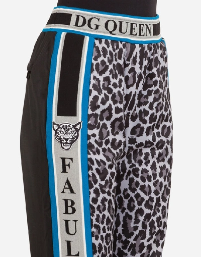 Shop Dolce & Gabbana Jogging Pants With Leopard Jungle Sport Print In Multicolor