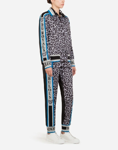 Shop Dolce & Gabbana Jogging Pants With Leopard Jungle Sport Print In Multicolor