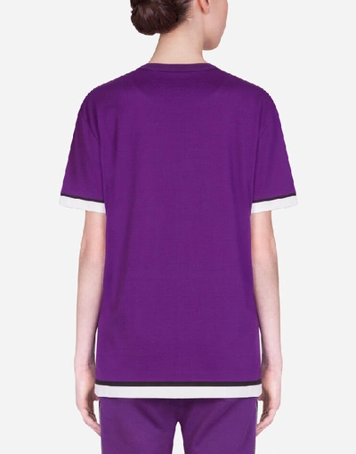 Shop Dolce & Gabbana Round-neck T-shirt With Zebra Jungle Sport Print In Purple