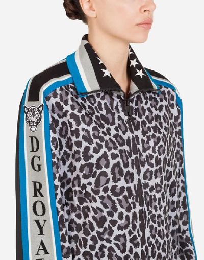 Shop Dolce & Gabbana Zip-up Sweatshirt With Jungle Sport Leopard Print In Multicolor