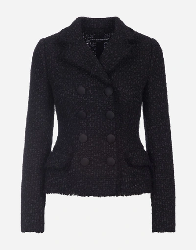 Shop Dolce & Gabbana Short Double-breasted Tweed Jacket