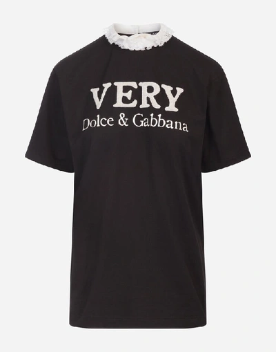 Shop Dolce & Gabbana Jersey T-shirt With Embroidery And Patch Detailing