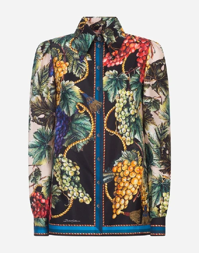 Shop Dolce & Gabbana Grape Print Shirt In Twill