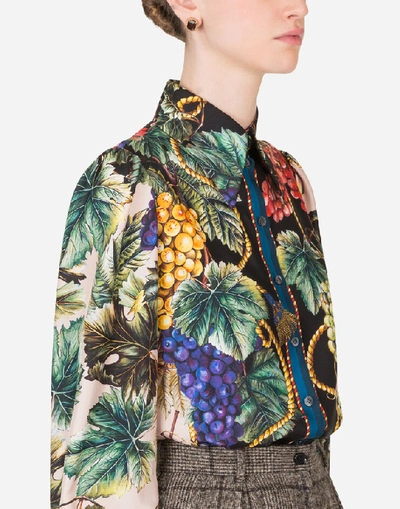 Shop Dolce & Gabbana Grape Print Shirt In Twill
