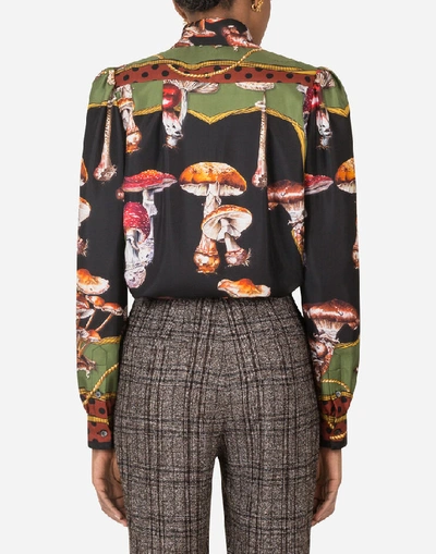 Shop Dolce & Gabbana Mushroom Print Shirt In Twill