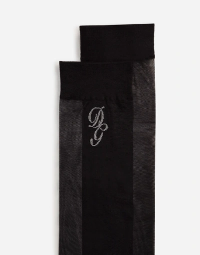 Shop Dolce & Gabbana Nylon Socks With Embroidered Logo