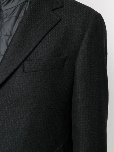 Hugo Boss Layered Single-breasted Coat In Black