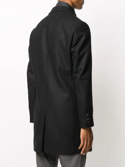 Hugo Boss Layered Single-breasted Coat In Black