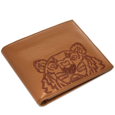 Shop Kenzo Leather Tiger Billfold Wallet In Brown