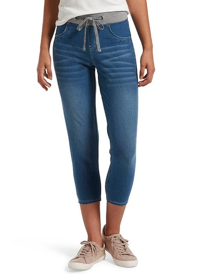 Shop Hue Sweatshirt Denim Capri Leggings In Medium Wash