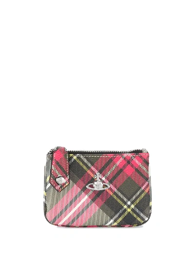 Shop Vivienne Westwood Logo Check Zipped Wallet In Red