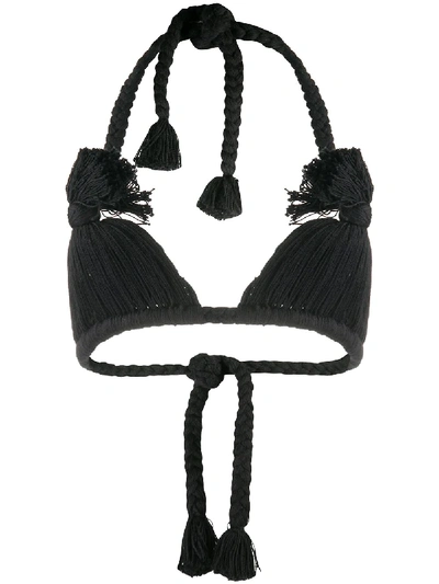 Random Identities Rope Trim Bikini Top In Black