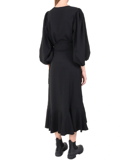 Shop Ganni Crepe Wrap Skirt In Black