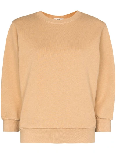 Shop Agolde Thora Cropped Sleeve Sweatshirt In Neutrals