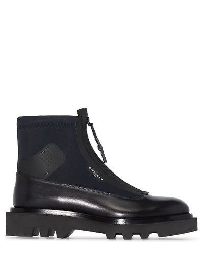 Shop Givenchy Panelled Leather Combat Boots In Black