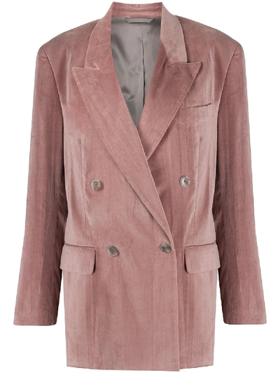 Shop Acne Studios Velvet Double-breasted Blazer In Pink