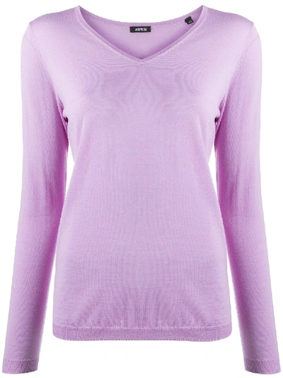 Shop Aspesi V-neck Pull Over Jumper In Purple