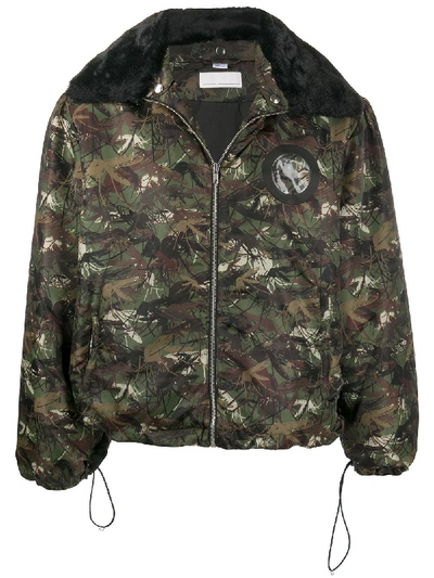 Random Identities Camouflage-print Hooded Jacket In Green