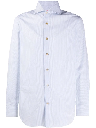 Shop Kiton Pinstripe Cotton Shirt In White
