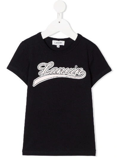 Shop Lanvin Enfant Rubber Logo Short-sleeved T-shirt In Blue