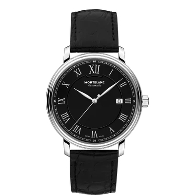 Shop Montblanc Tradition Automatic Date In Black,grey