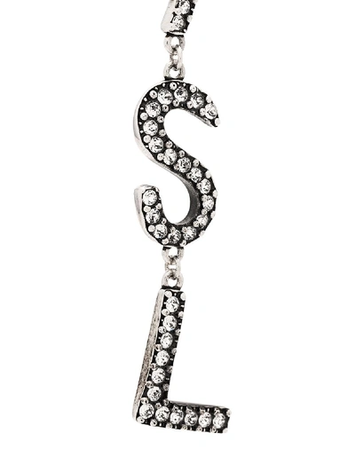 Shop Saint Laurent Monogram Earrings In Silver