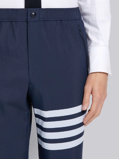 Shop Thom Browne Navy Ripstop Track 4-bar Trouser In Blue