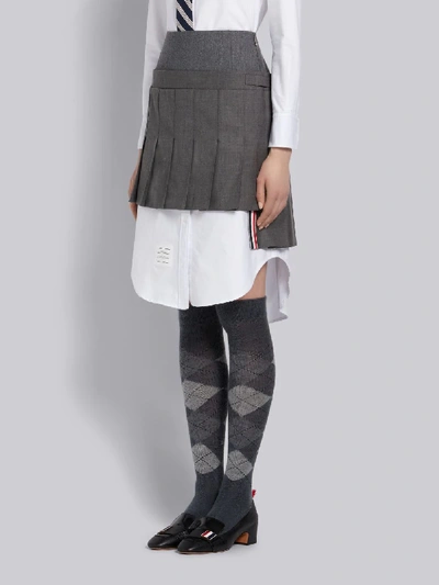 Shop Thom Browne Medium Grey Super 120s Wool Twill Mini Pleated Yoke Skirt