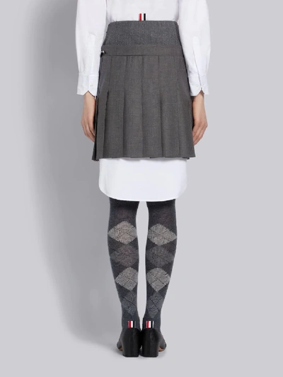 Shop Thom Browne Medium Grey Super 120s Wool Twill Mini Pleated Yoke Skirt