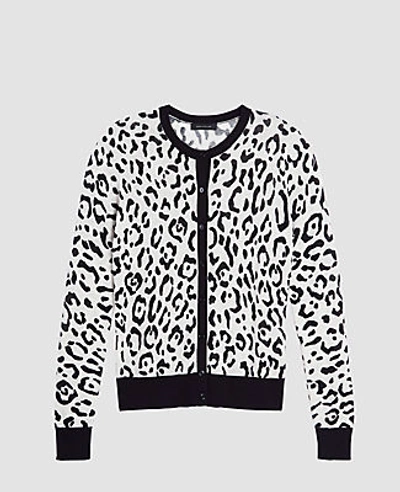 Shop Ann Taylor Leopard Print Ann Cardigan In Winter White