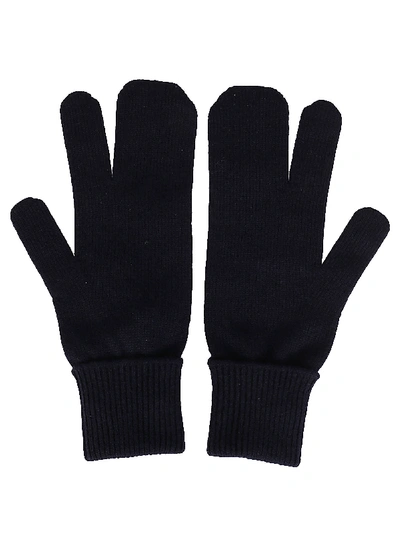Shop Maison Margiela Navy Blu Wool-cashmere Blend Tabi Gloves