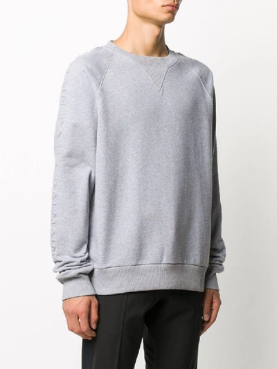 Shop Balmain Logo-lettering Sweatshirt In Grey