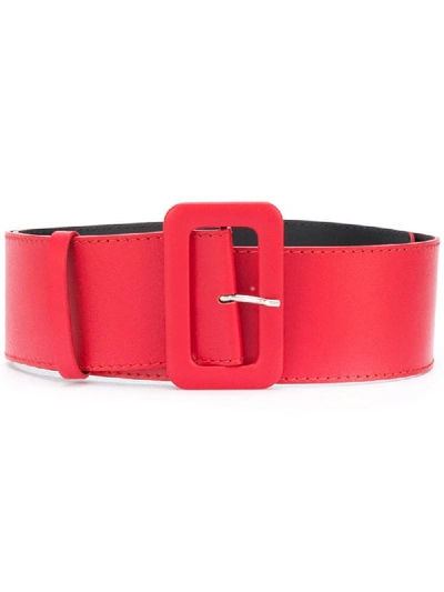Shop P.a.r.o.s.h Rectangular-buckle Belt In Red