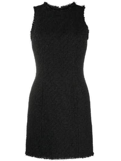 Shop Balmain Fitted Tweed Dress In Black