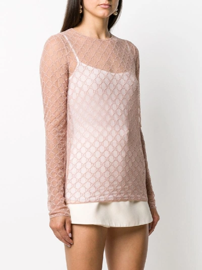 Shop Gucci Semi-transparentes Top Mit Stickerei In Pink