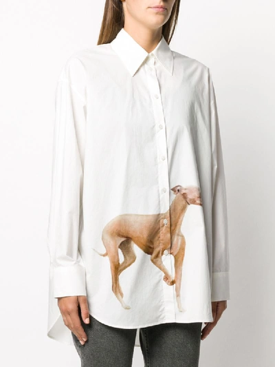 Shop Acne Studios Dog Print Buttoned Shirt In White