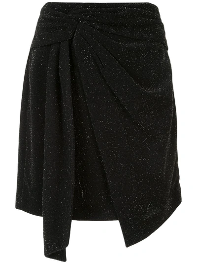 Shop Dondup Glitter Detail Draped Skirt In Black