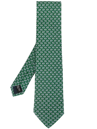 Shop Ferragamo Pointed Silk Tie In Green